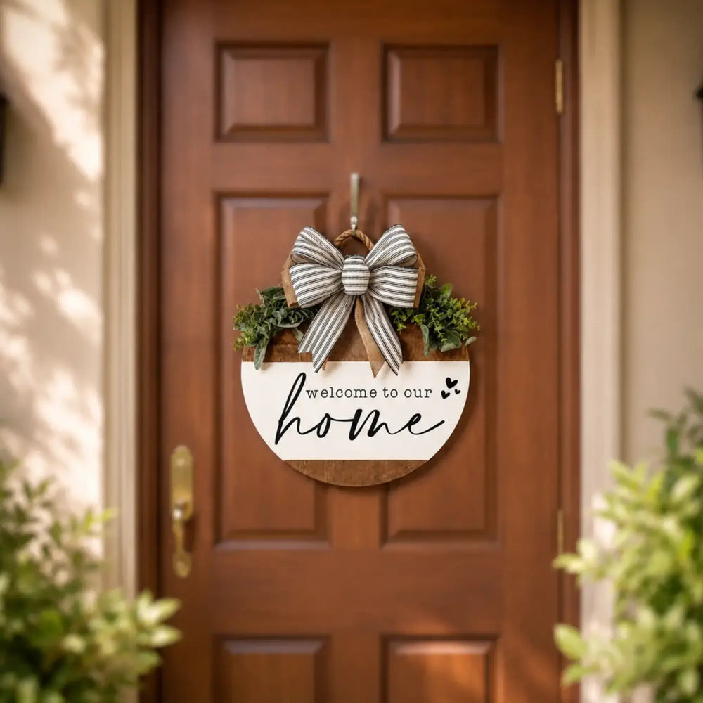Welcome to Our Home Wooden Door Sign