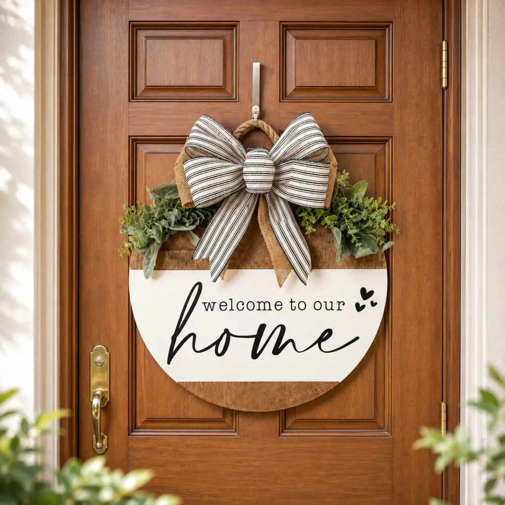 Welcome to Our Home Wooden Door Sign