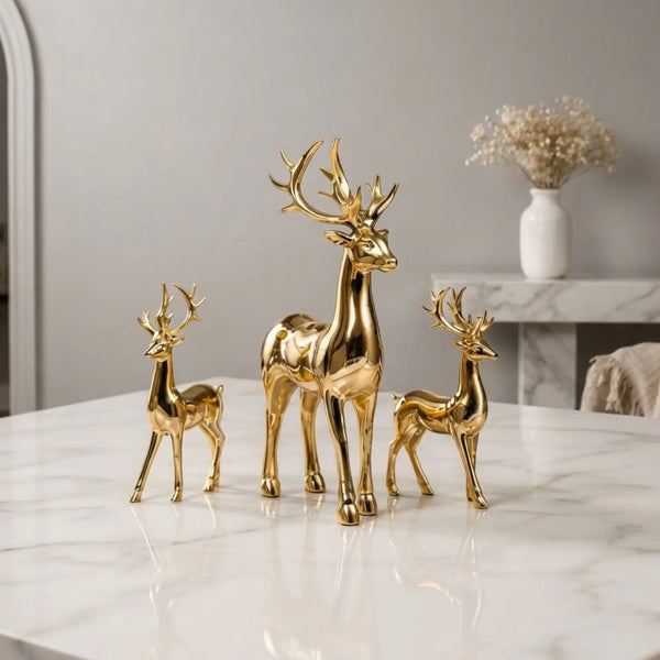 Gold Deer Figurine Set of three
