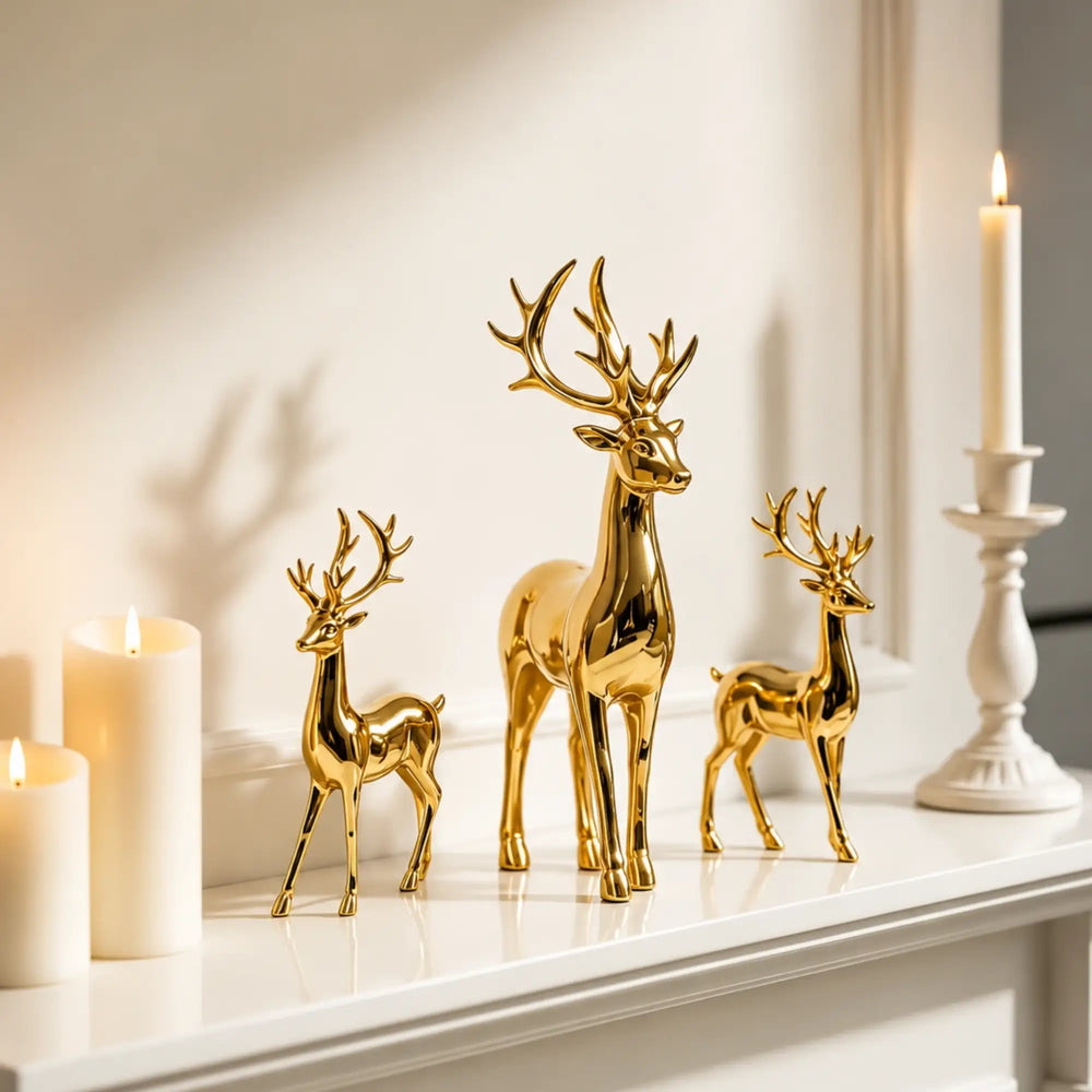 Gold Deer Figurine Set of three