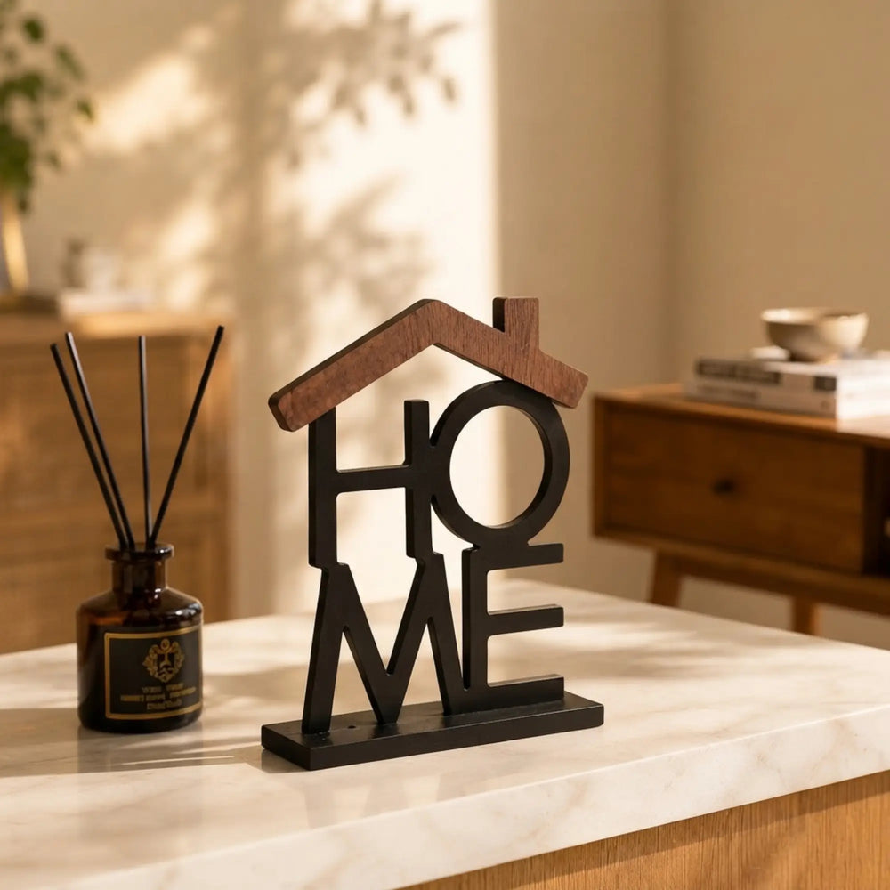Modern "HOME" Silhouette Wood Sign